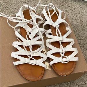 Women's White Lace-Up Gladiator Sandals